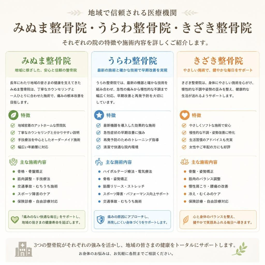 選ばれる3つの整骨院