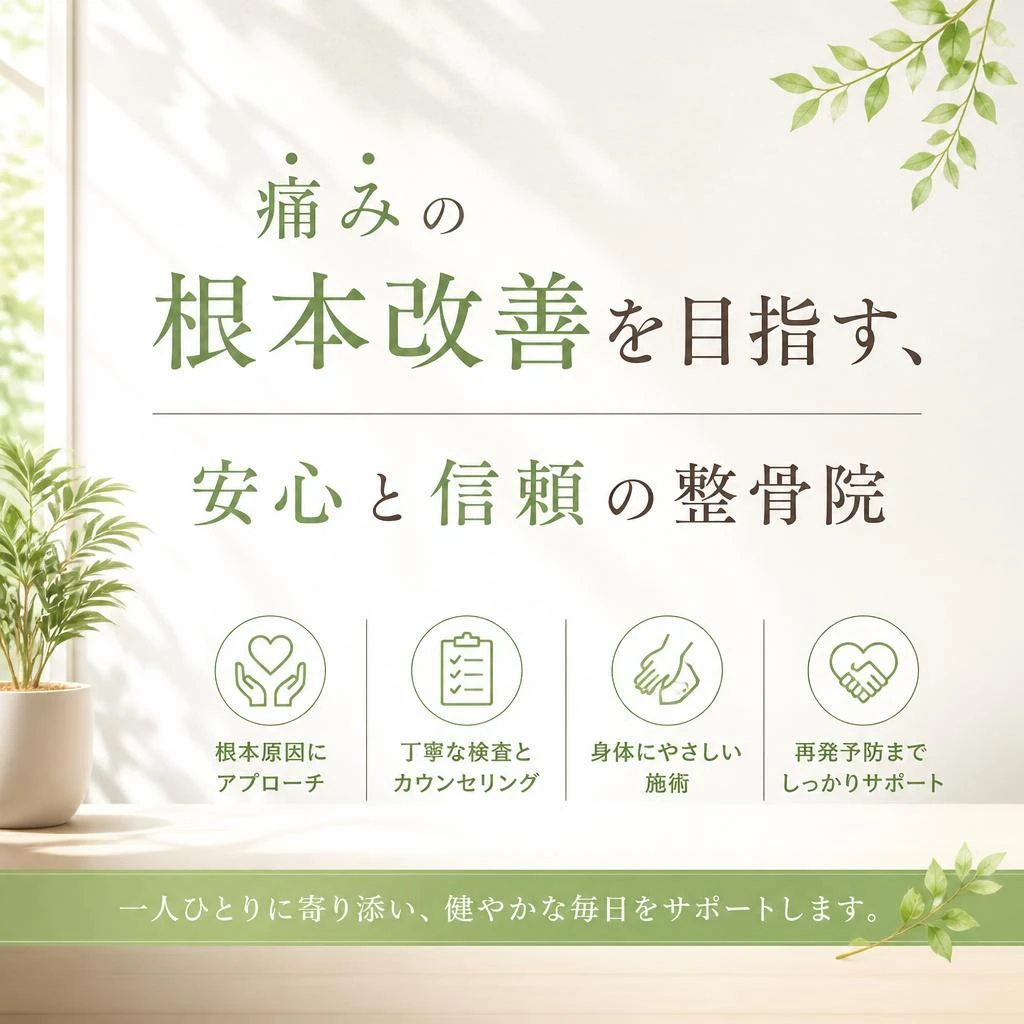痛みの根本改善を目指す、安心と信頼の整骨院