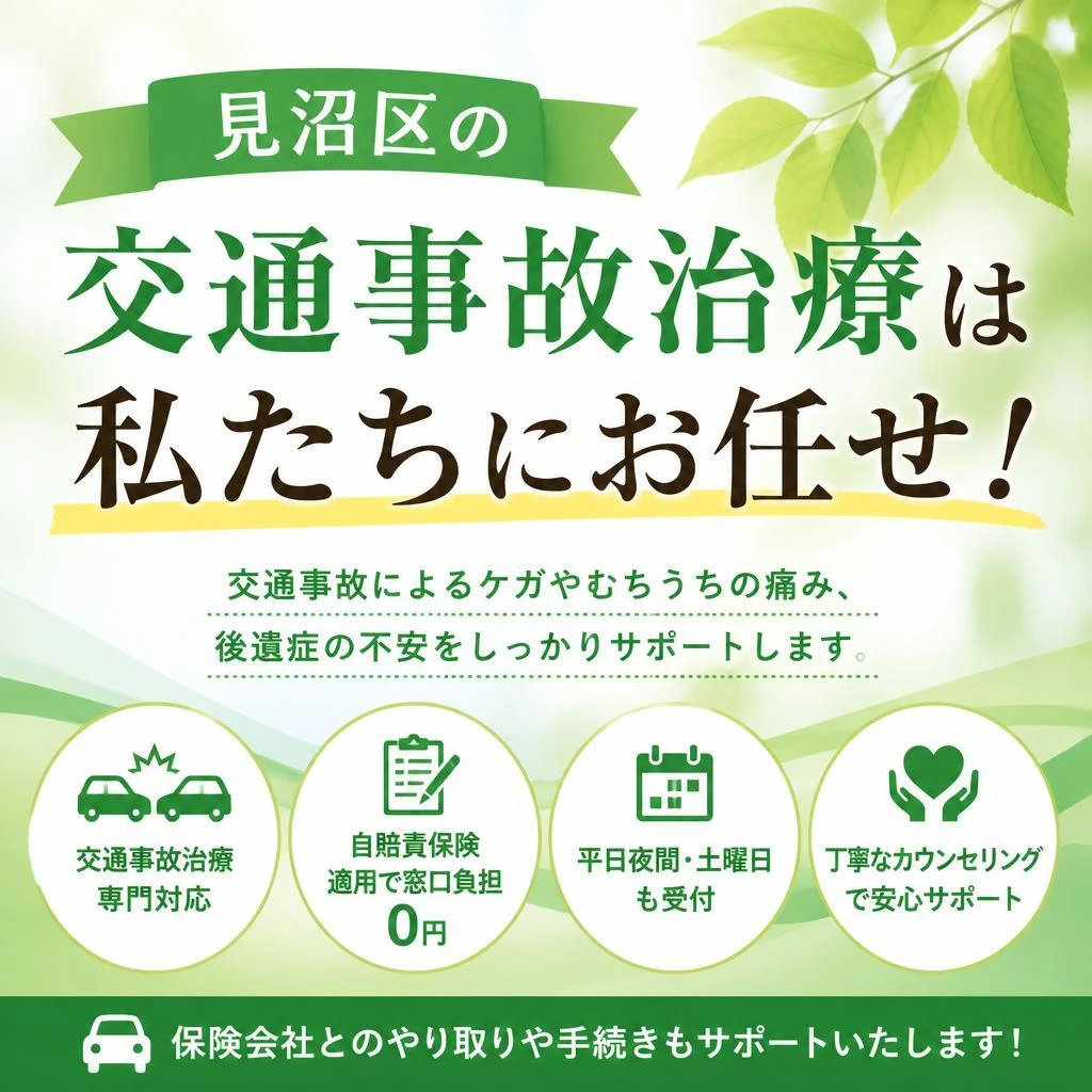 見沼区の交通事故治療は私たちにお任せ！